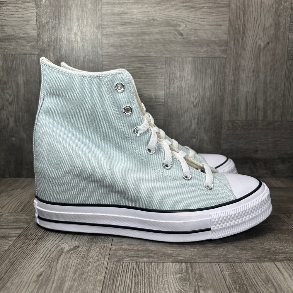 Converse Wedge Sneakers Women 9.5 Light Blue Canvas Hidden Heel NEW